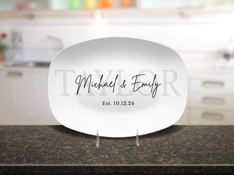 Custom Platter with Names of Couple Gift Plate Custom Name Personalized Platter for Anniversary Gift for Wedding Gift White Serving Plate image 6