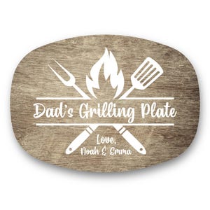 Custom Grilling Plate for Dad Personalized Durable Platter Gift with Kids' Names Grill Plate Gift for Dad Gift for Father's Day Grain Textured