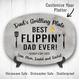Custom Grilling Plate for Dad Personalized Durable Platter Gift &quot;Best Flippin&#39; Dad Ever&quot; Grill Plate for Dad Gift for Father&#39;s Day