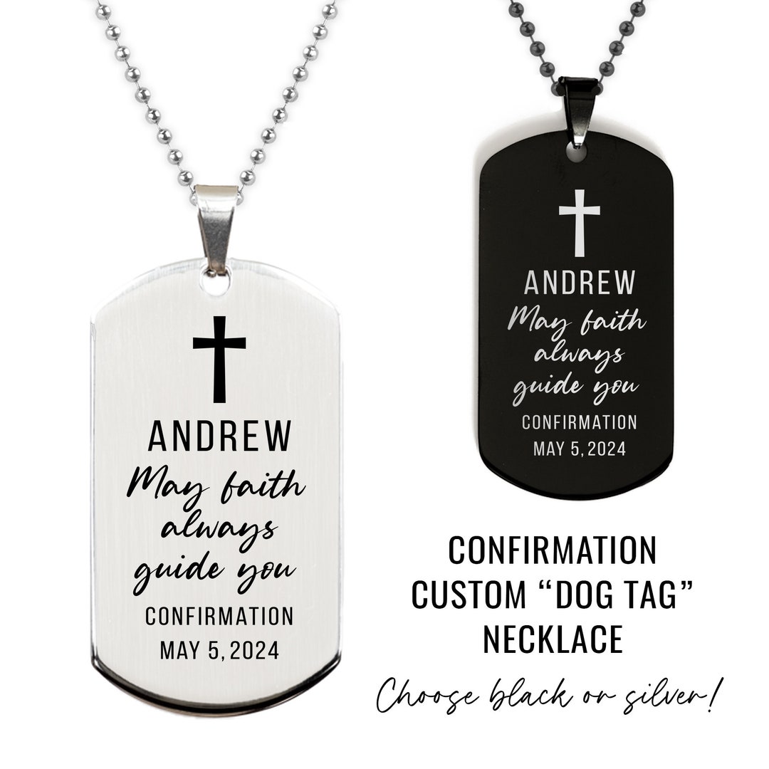 Custom Gift for Confirmation Personalized Silver or Black Engraved Dog ...