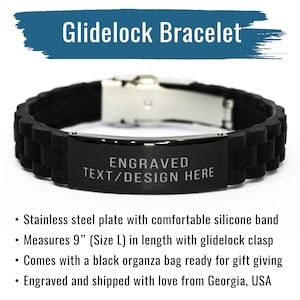 Personalized Bible Verse Bracelet Custom Engraved Scripture Bracelet Black Bracelet Gift for Him Men Christian image 5
