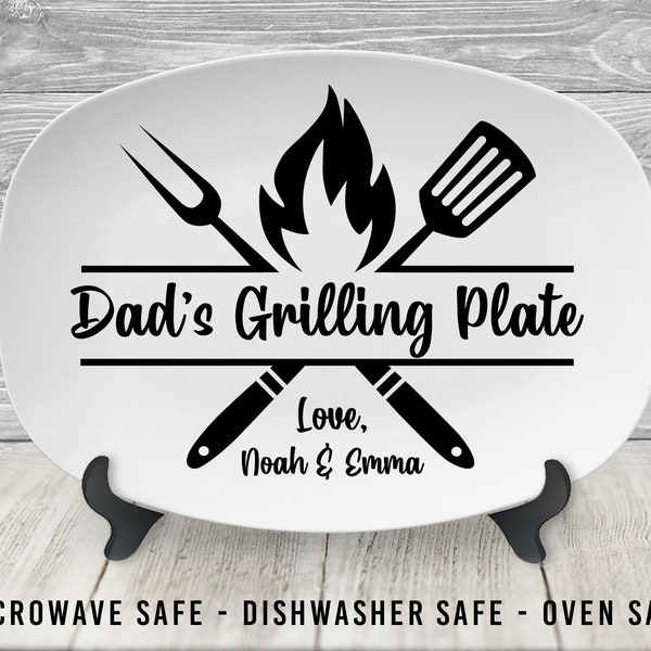 Custom Grilling Plate for Dad Personalized Durable Platter Gift with Kids' Names Grill Plate Gift for Dad Customized Dad Gift