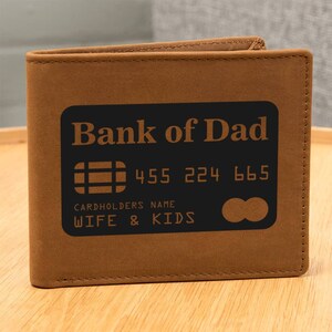 Cartera de cuero premium Divertido regalo de cartera "Banco de papá" para papá Cartera Regalo de papá para regalo del Día del Padre