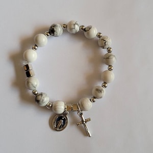 Rosary Decade Bracelet Beads, Crucifix Rosary, Bracelet Beads Rosary, Stretch Bracelet Rosary