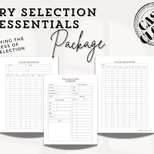 Jury Selection Essentials, Paralegal planner, Trial, litigation,Lawyer Planner,Case prep, Criminal Civil Templates,legal assistant, forms