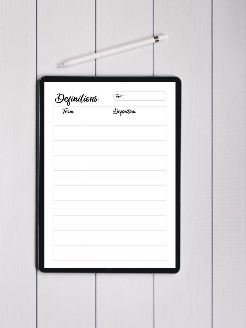 Definitions Printable| College Organization| School Worksheet|digital ...