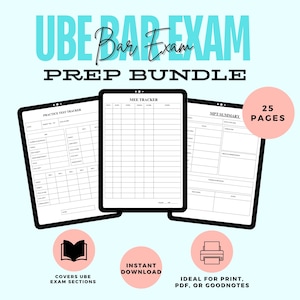 Bar Exam Study Planner Bundle,  Digital Printable Bar Prep Templates, MBE, MEE, MPT Trackers, Law School Study Tools exam prep, paralegal