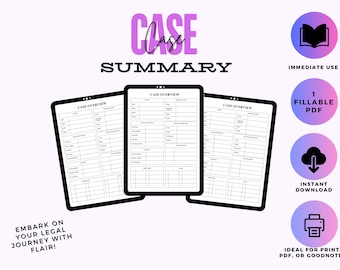 Case Overview Fillable Sheet, Case management,Client Update,Law Calendar Planner,Legal organization, Paralegal template, Trial binder intake