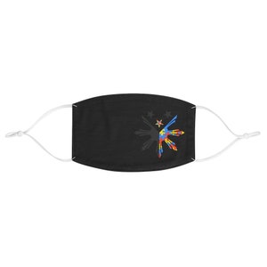 Autism Warrior - Filipino Sun and Stars, Black Fabric Face Mask Adjustable Earloops