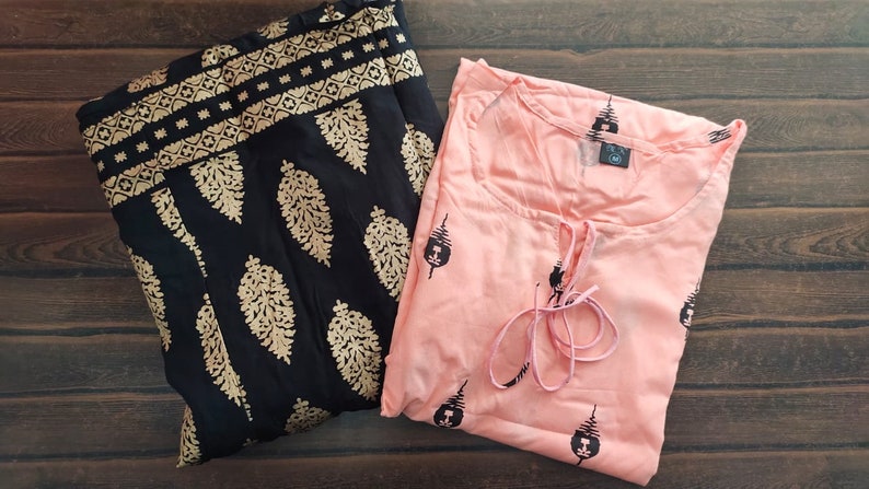 Kurti Casual wear Dress Beautiful Reyon Dori Work On Neck Kurti And Lace Beauti Ful Design Skirt Latest design Reyon Kurti With Skirt