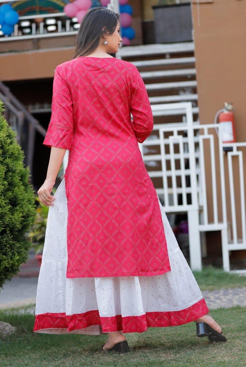 Reyon Kurti With Mirror WorkWith Full Flair Cotton Skirt Gift urself these trendy n comfortable stylish look this designer Kurti With Skirt