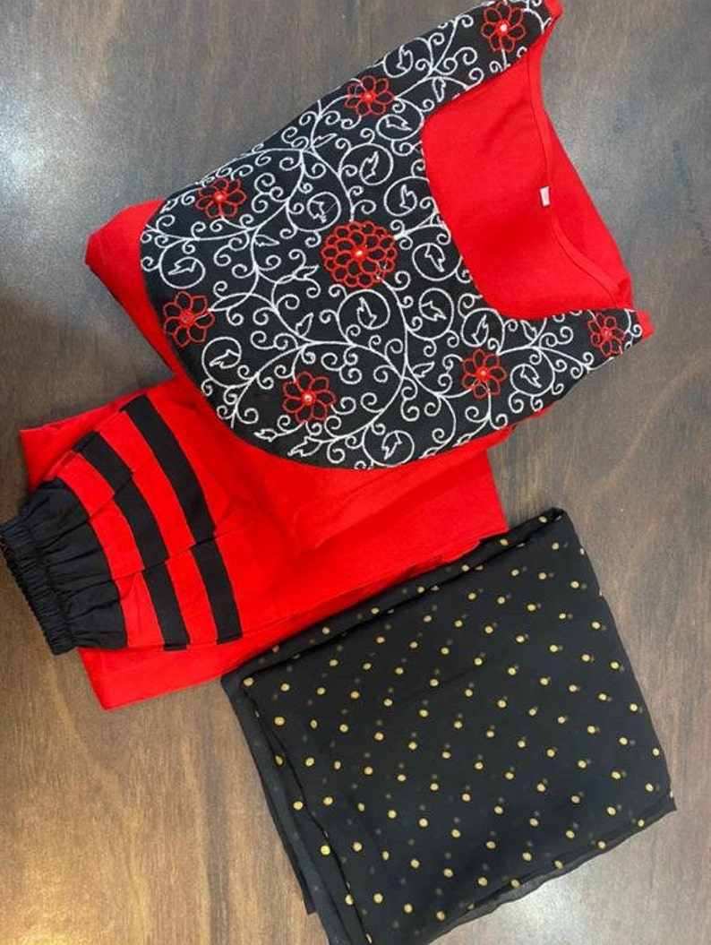 Black Dress Anniversary Gift For Wife Latest Beautiful Anarkali Kurti With Pant Rayon Anarkali Kurti With Pant Red Color Beautiful Dress