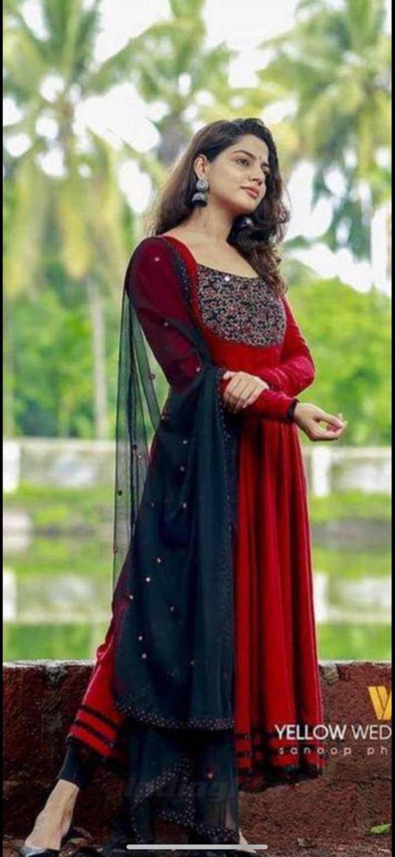 Black Dress Anniversary Gift For Wife Latest Beautiful Anarkali Kurti With Pant Rayon Anarkali Kurti With Pant Red Color Beautiful Dress