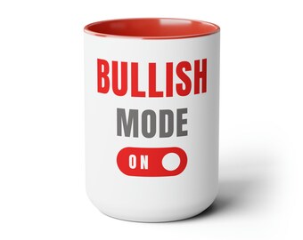 Modo alcista en tazas de café de dos tonos, 15 oz, Bull Run, criptomoneda