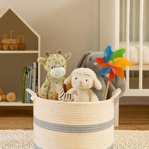 Large Cotton Rope Basket | Blanket Storage Bin | Toy Organizer Nursery | Laundry Hamper | Farmhouse Home Decor | Baby Shower Gift