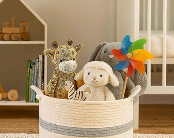 Large Cotton Rope Basket | Blanket Storage Bin | Toy Organizer Nursery | Laundry Hamper | Farmhouse Home Decor | Baby Shower Gift