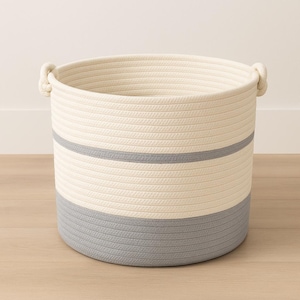 Large Cotton Rope Basket – 17×14 in Laundry & Toy Storage Bin, Blanket Basket, Nursery Hamper