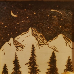 Pine Tree Wood Burning, Pyrography, Forest Scene, Trees, Woodland, Nature,  Gift, Wall Art, Home or Cabin Decor 