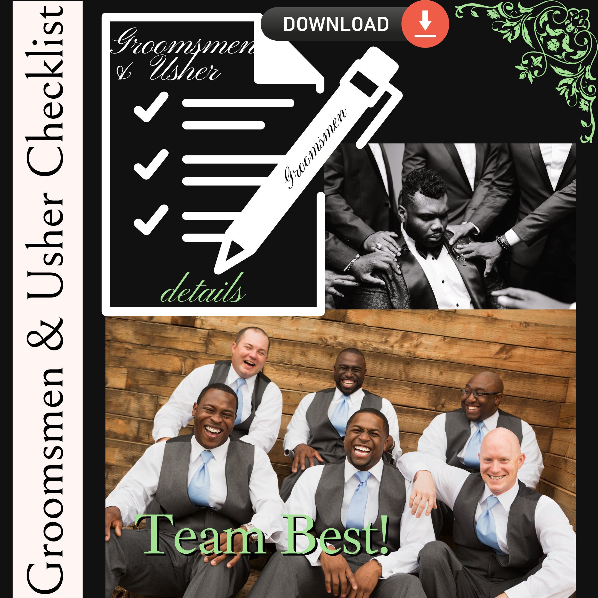 Groomsmen &amp; Usher Wedding Digital Checklist Printable - Etsy