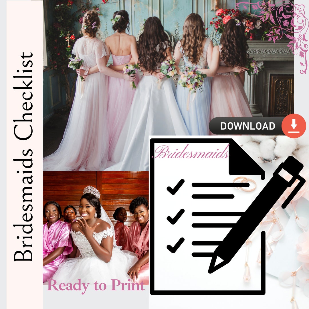 Bridesmaids Digital Wedding Checklist | Download &amp; Print - Etsy