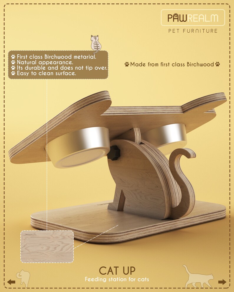 INCLUDES Stainless Steel Bowls Cat Bowl and Free Name Engraving Feeding Station For Cats Pet Feeding Station Fast Shipping !