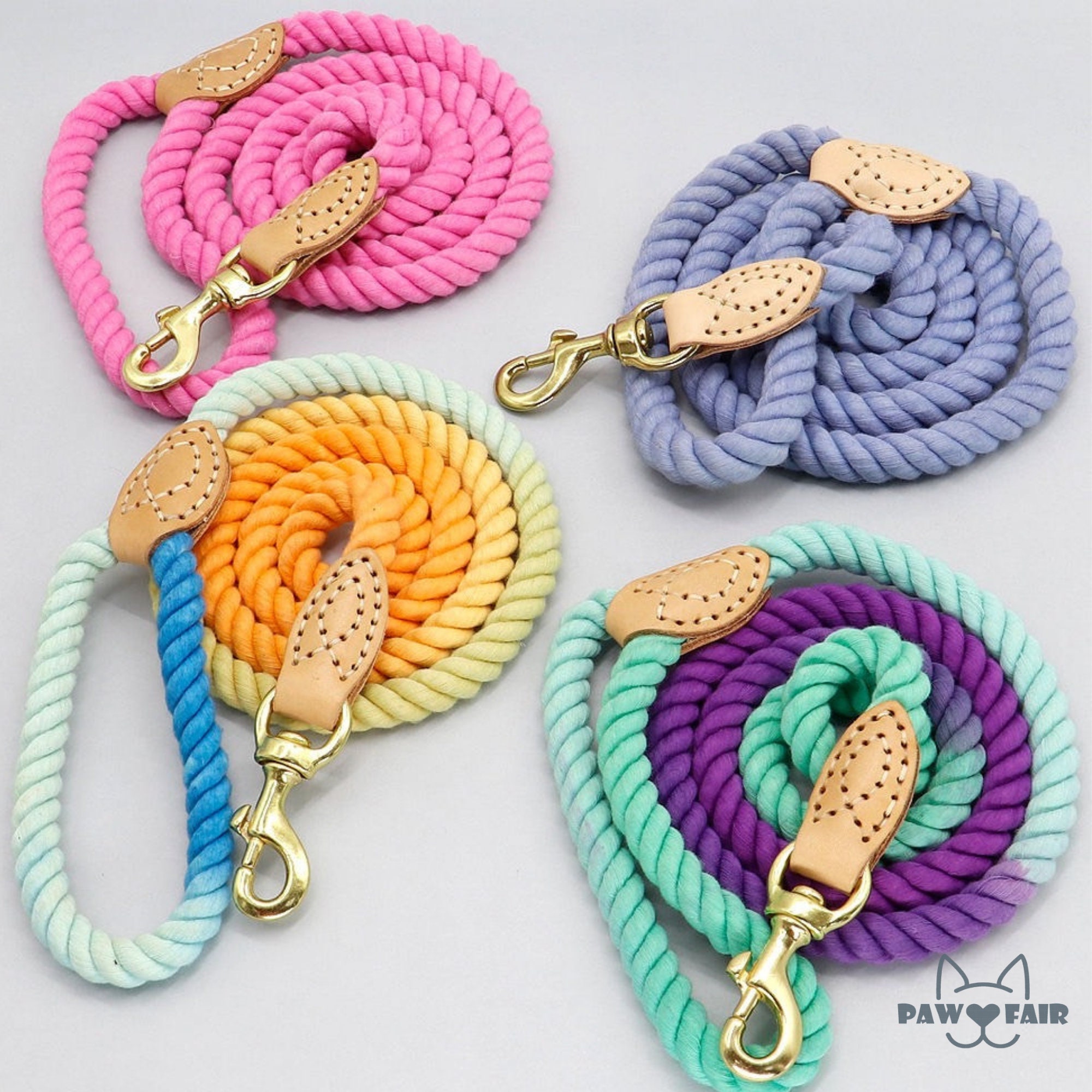 5ft Ombre Rope Dog Leash Braided Cotton Heavy Duty Strong Etsy