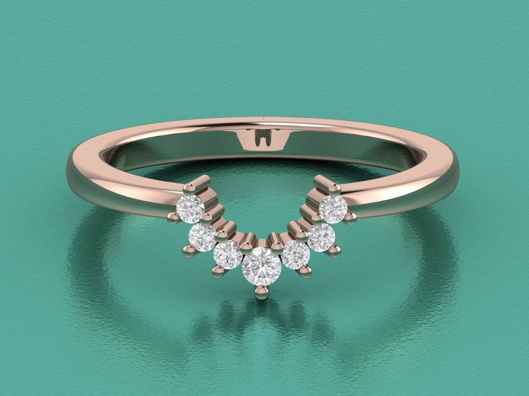 Curved Engagement Ring Curved Wedding Ring Curved Wedding Band Etsy