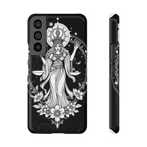 Custodia per telefono Zodiac Libra, porta carte astrologico, portafoglio per telefono con oroscopo, regalo personalizzato per lo zodiaco, custodia per telefono con costellazione