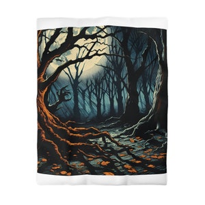 Halloween Duvet Cover, Bedding Set, Twin Full Queen King Size, Spooky Bedroom Decor, Black Orange Bedspread