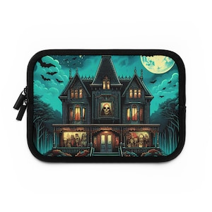 Haunted Mansion Laptop Sleeve - Spooky Tech Protection, Ghostly Laptop Cover, Halloween Sleeve, Gothic Macbook Case, Creepy Computer Bag