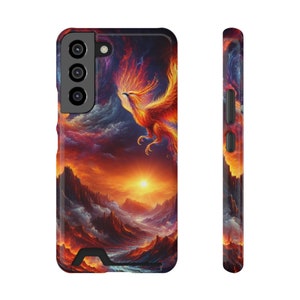 Funda para teléfono con tarjetero de Phoenix: diseño exclusivo, regalo para amantes de las aves, funda para teléfono tipo billetera, tema mítico místico, regalo para ella