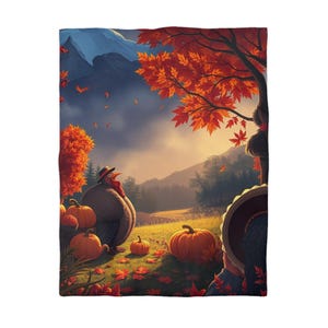 Thanksgiving Microfiber Duvet Cover - Holiday Bedroom Decor, Festive Bedding, Turkey Day Gift, Fall Home Decor, Autumn Comforter Set