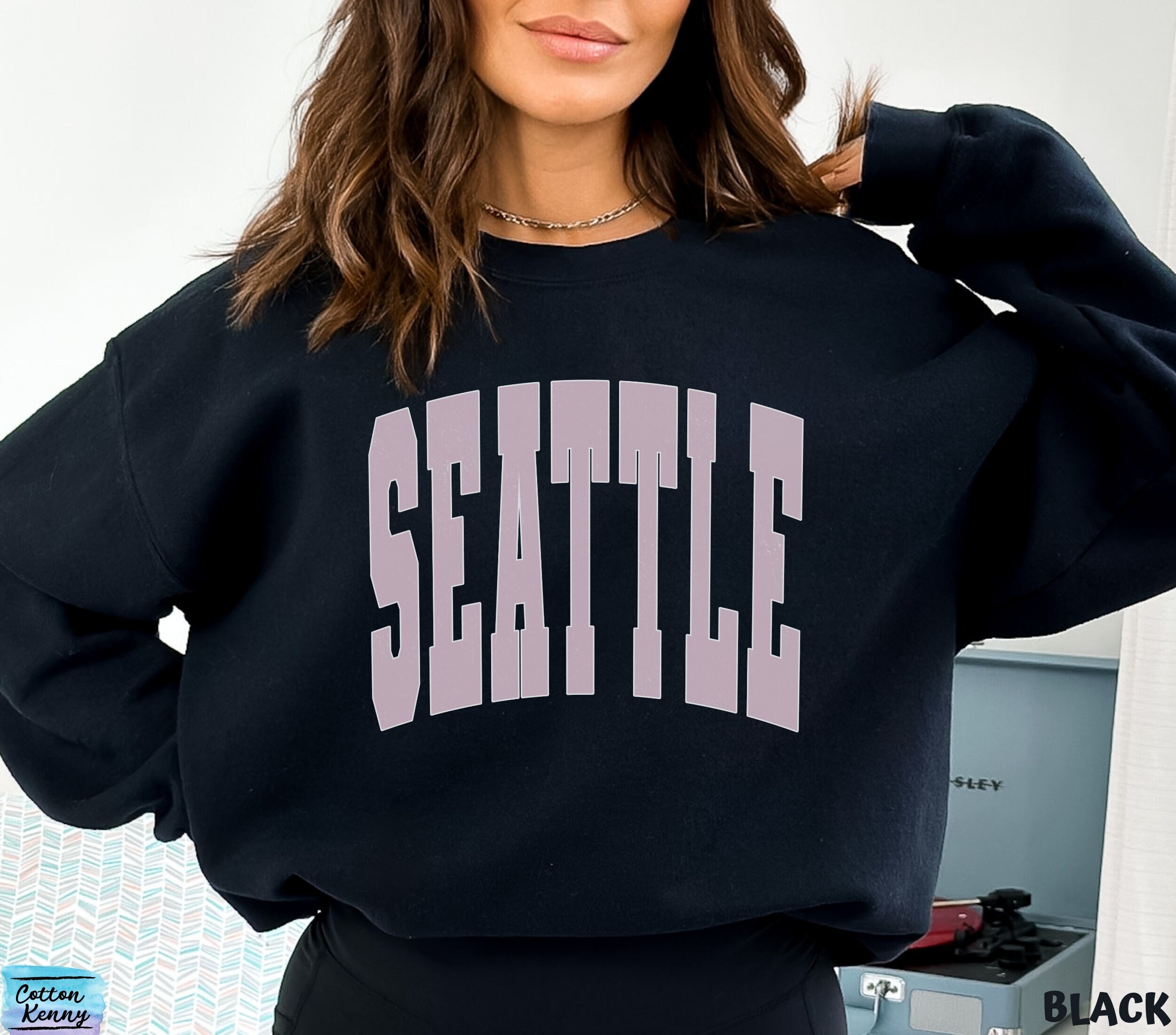 Seattle Sweatshirt 90s Crewneck Oversized Sweatshirt Varsity - Etsy