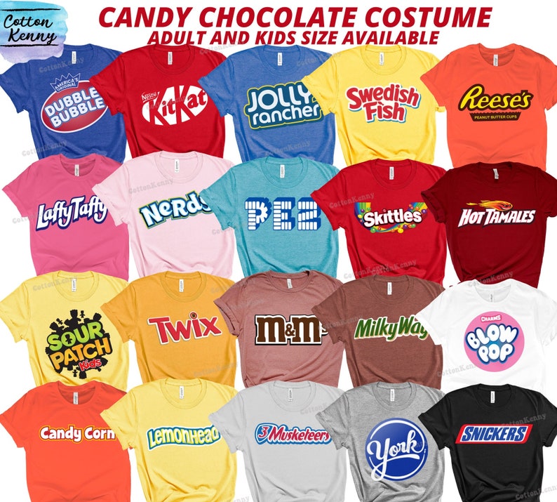 Chocolate bar group halloween shirt candy group costumes teachers siblings friends cousin family office halloween costume group of 10 shirts 