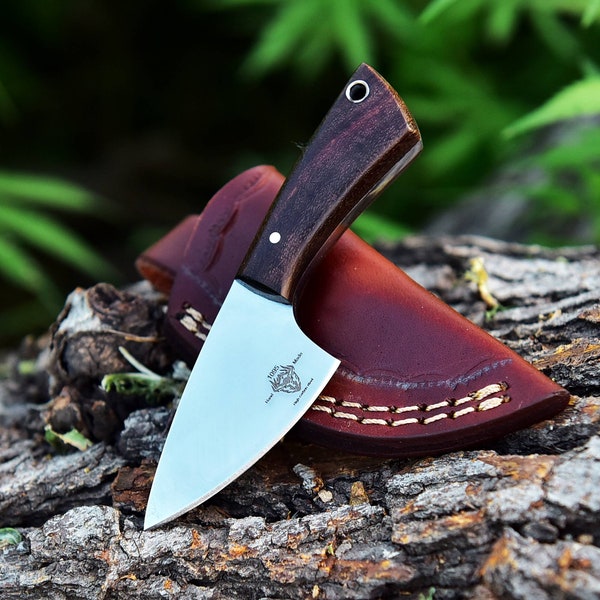 Everyday Carry Fixed Blade Full Tang Knife 1095 High Carbon Steel With Leather Sheath