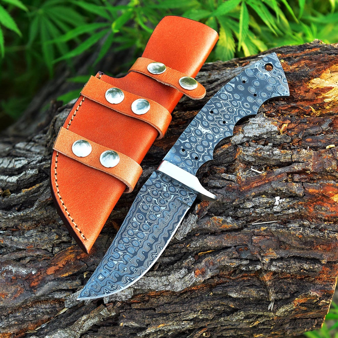 Custom Handmade Fixed Blade Damascus Steel Skinner Hunting Blank Blade