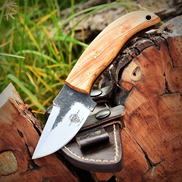 Custom Handmade 1095 High Carbon Steel Skinner Hunting Knife Amazing Gift Olive Wood Handle