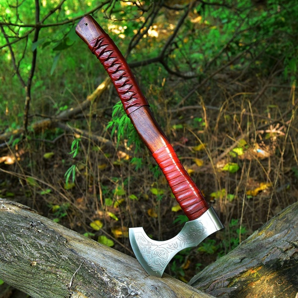 Beautiful Gift for Him, Handmade Viking Axe, Custom Norse Axe, Gift for father, anniversary gift, Celtic Sharp Axe, Nordic Axe, battle Ready