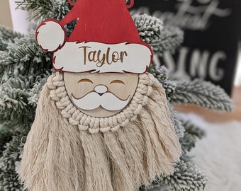 Personalized Macramé Santa Ornament| Boho Santa Christmas Ornament| Macramé Ornament| Gift For Kids| Holiday Decor