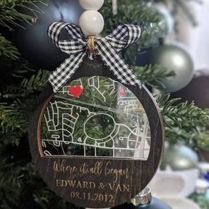 Custom Engraved Street Map Ornament- Christmas Ornament- First home ornament Street Map ornament - Anniversary gift- Housewarming gift