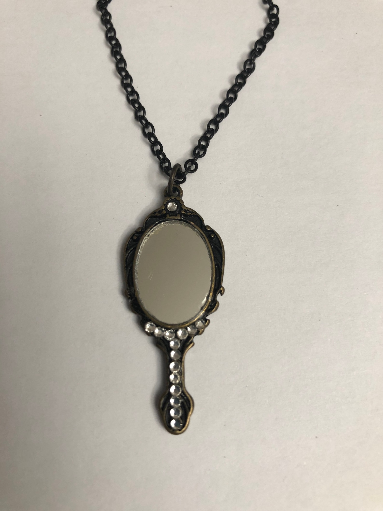 Antique Mirror Pendant on an Adjustable Chain Etsy