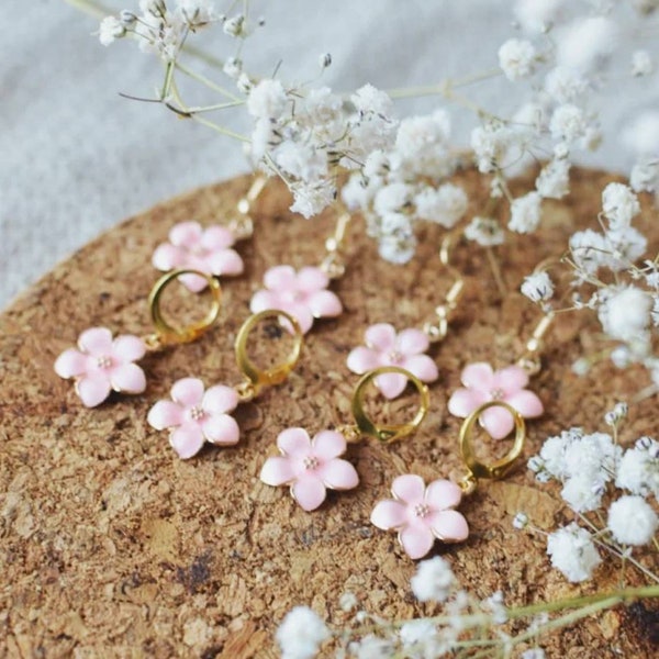 SAKURA - Sakura earrings, Hanami earrings, cheery blossom earrings, plum blossom earrings, metal earrings, stainless steel, hypoalergenic