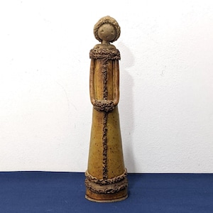 Vintage G. Courvois Quebec Art Pottery Girl Figurine with Sandpaper Texture