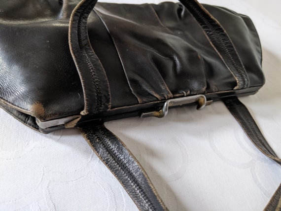 Vintage Tarkor Black Leather Handbag and Change P… - image 6