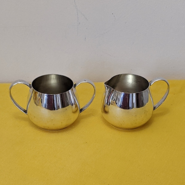 Small Antique Oxford Plate Silverplate Cream and Sugar Set. Elegant and Minimalistic Design