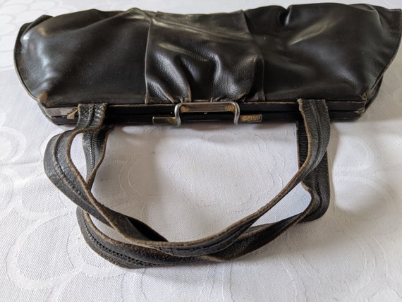 Vintage Tarkor Black Leather Handbag and Change P… - image 2