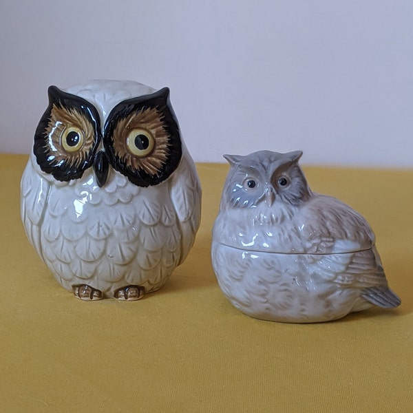 Vintage Otagiri Japan. Owl Bank and Owl Trinket Box. Sold Separately.