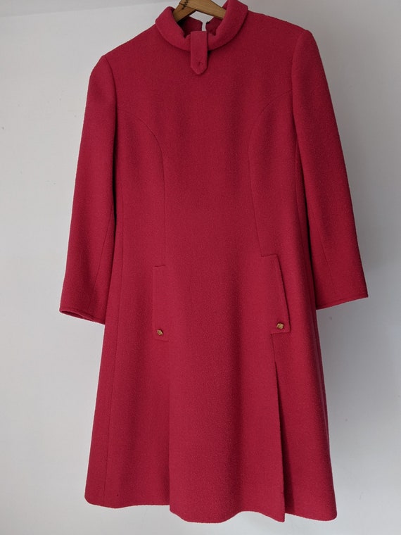 Vintage Red Virgin Wool Dress / Mayfair Garment M… - image 2