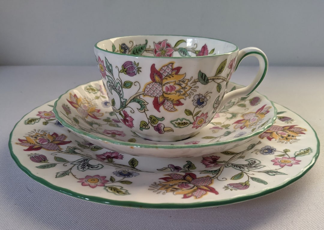 Vintage Minton Haddon Hall Tea Set Teacup, Saucer and Cake/sandwich