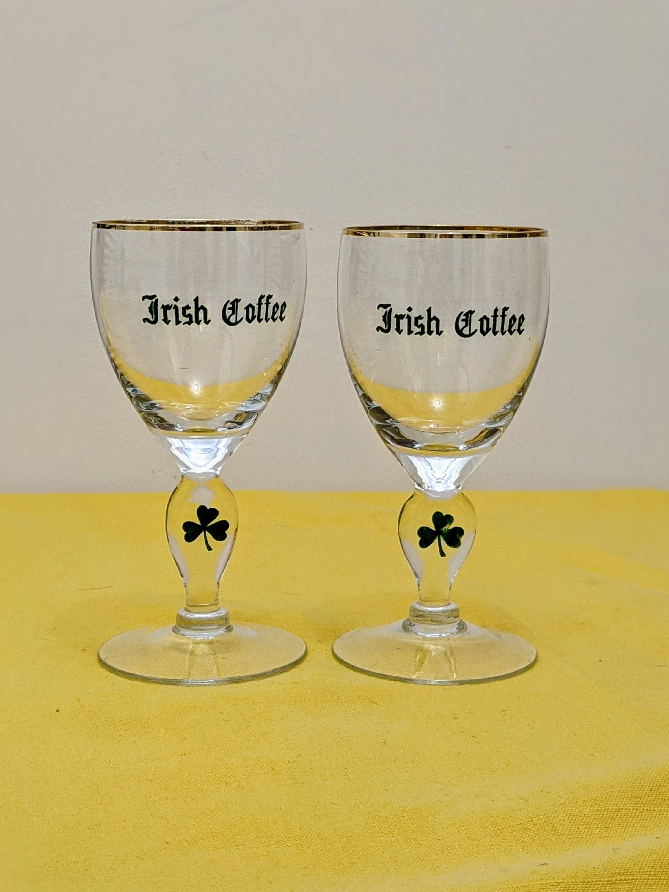Irish Coffee Glass Set of 2 Vintage Shamrock Specialty Coffee Stemware  Irish St Patricks Day Gift Ireland Cocktail Wine Glass GC483